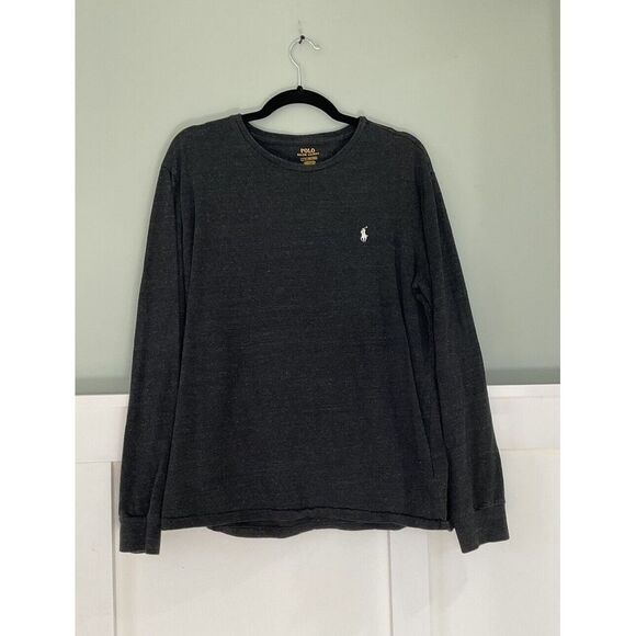 Polo Ralph Lauren Men's Large Heathered Gray Long Sleeve T-Shirt Pony Logo - Picture 1 of 9